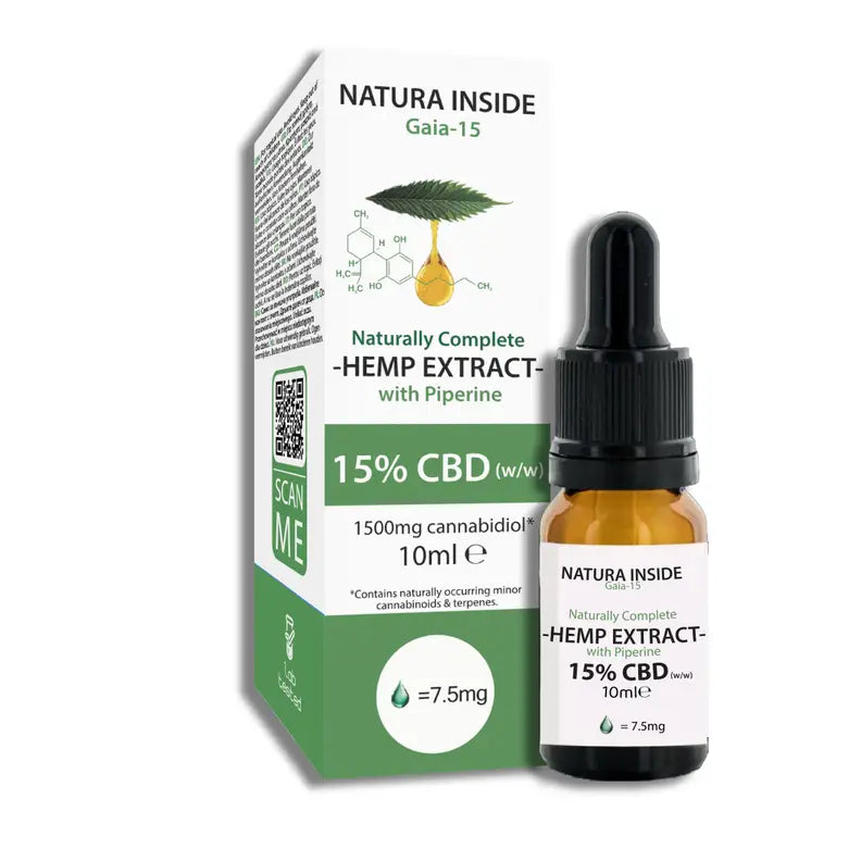 Natura Inside CBD-Hanftropfen 15 % mit Piperin, 10 ml